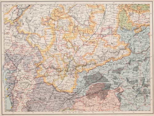 India antique map 1884-1887